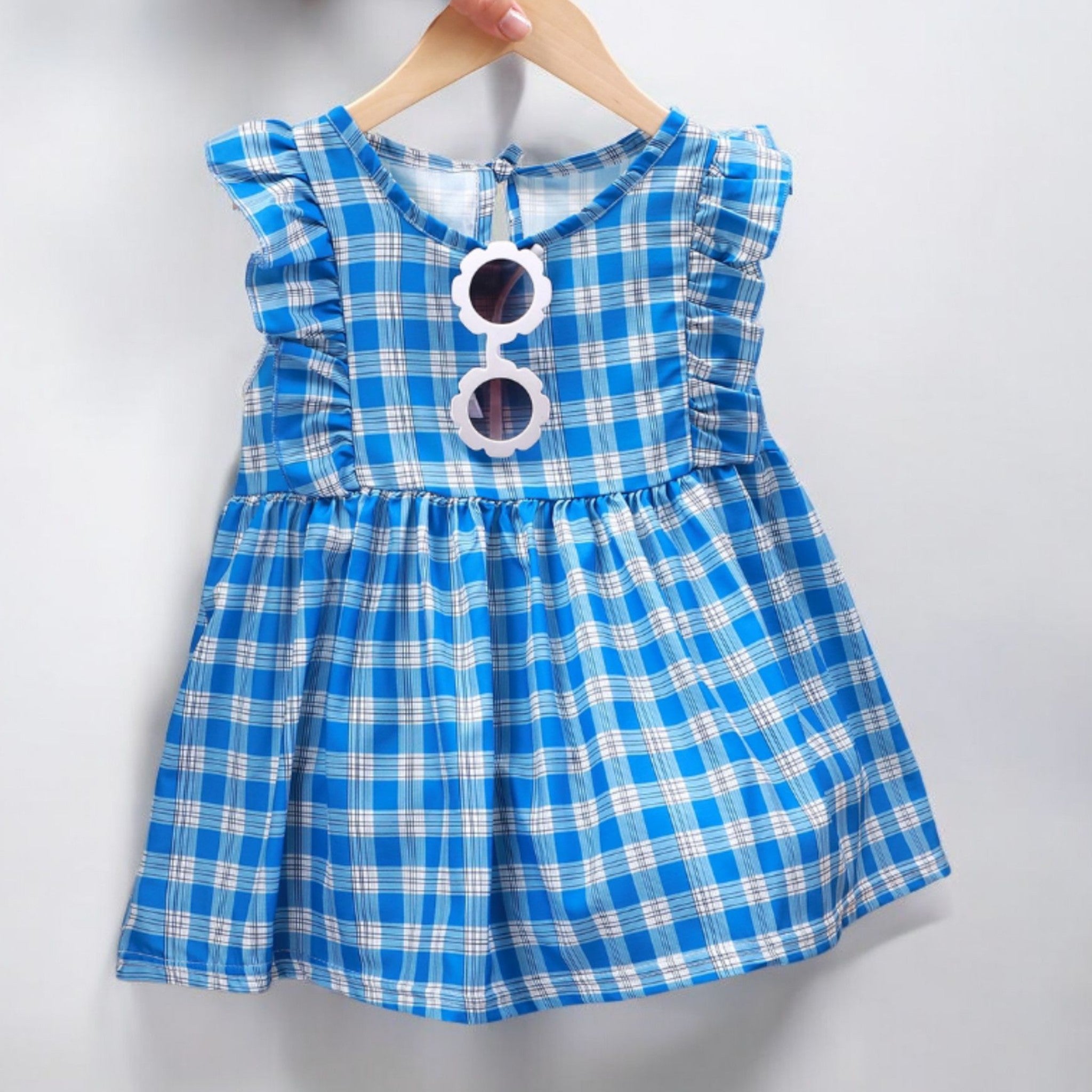 Girls Summer Frock-Blue Checkered
